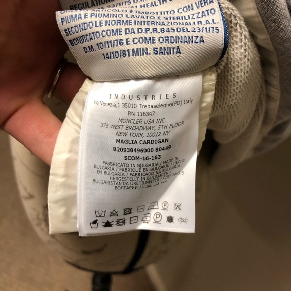 [5] Moncler Jacket Puffer Hooded Cardigan Grey Cream Women’s Small & Extra Small - Picture 7 of 8